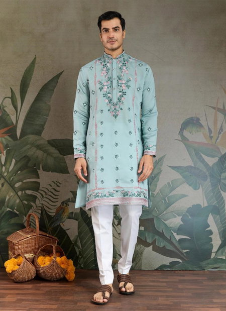 The Fusion Fits 3 by Shubhvastra Viscose Silk Mens Kurta Orders In India
